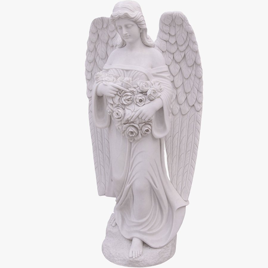 Купить Скульптура из мрамора S_06 Ангел-хранитель с букетом